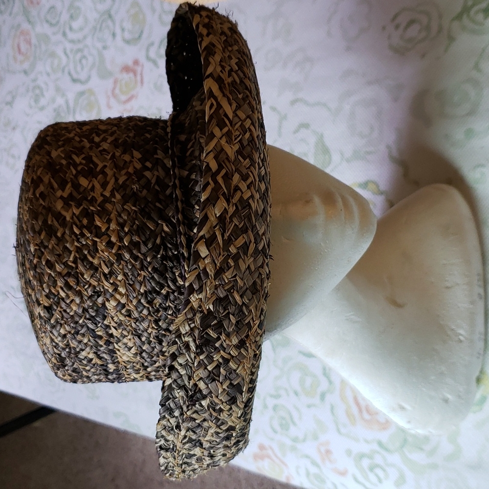 Stylish Black/Tan Straw Hat Made in Italy